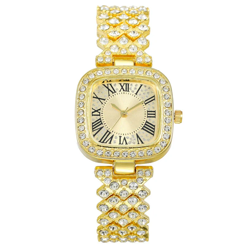 Square Diamondencrusted Fashion Women's Metal Watch Bracelet - Image 2