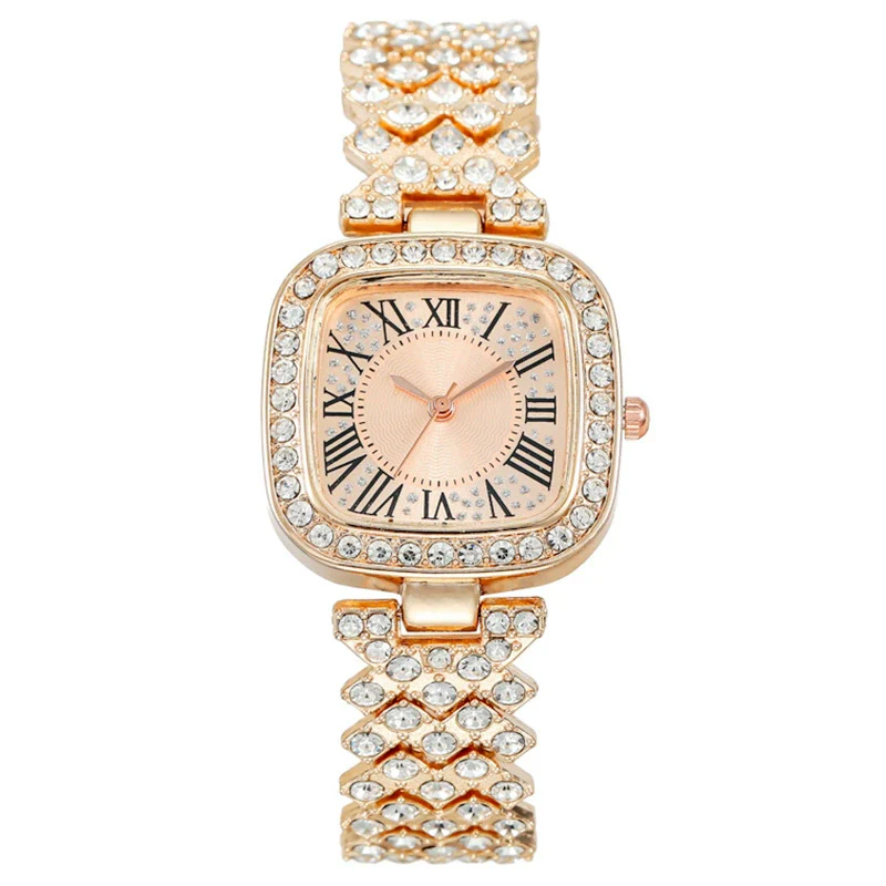 Square Diamondencrusted Fashion Women's Metal Watch Bracelet - Image 5