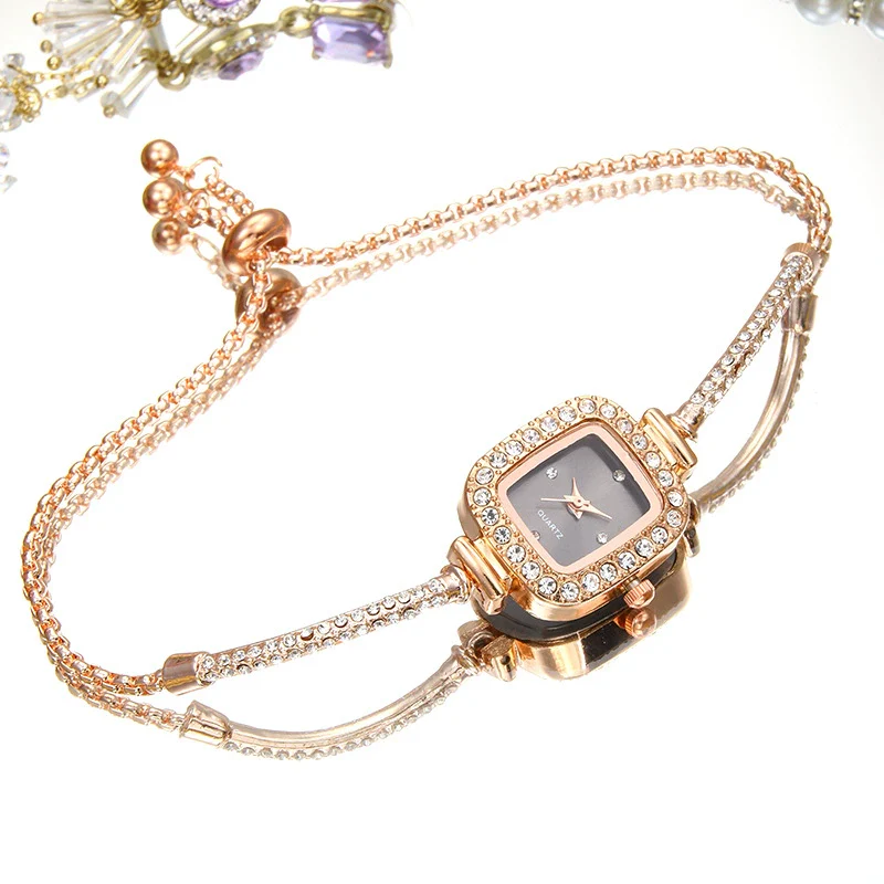 Square Quartz Women's Watch Alloy Case Stainless Steel Strap Simple Light Luxury Fashion Bracelet Jewelry - Image 2