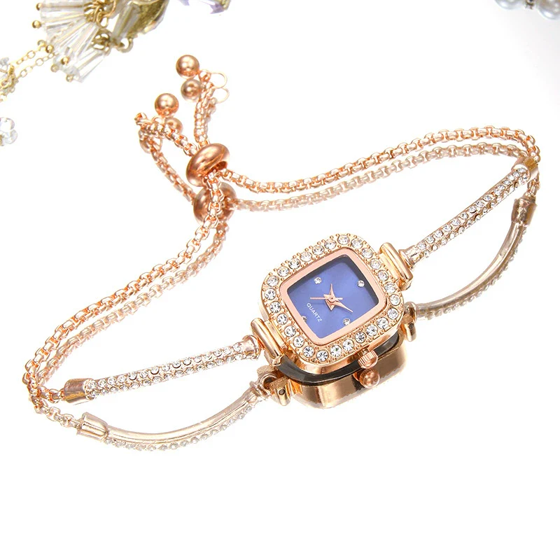 Square Quartz Women's Watch Alloy Case Stainless Steel Strap Simple Light Luxury Fashion Bracelet Jewelry - Image 3