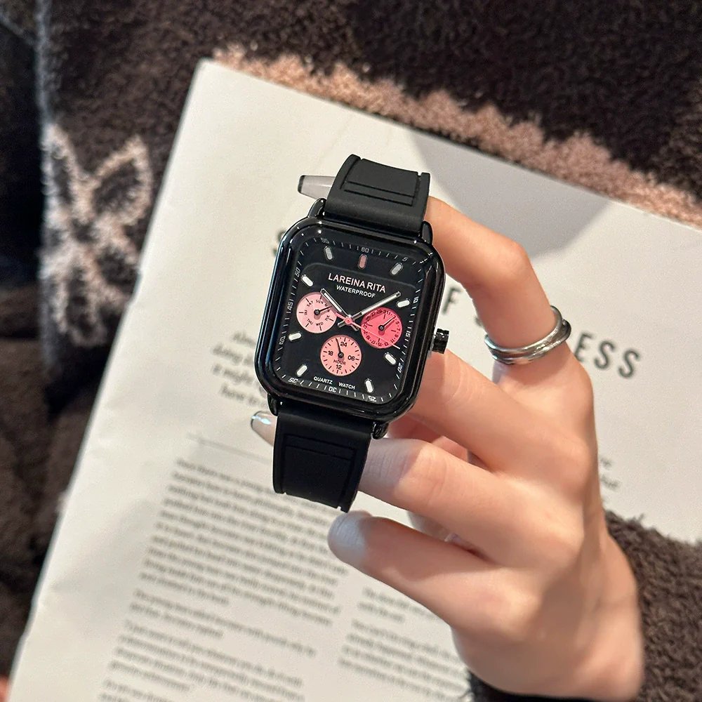 Square Silicone Casual Universal Wrist Watch With Alloy Case Stainless Steel Buckle And Mineral Reinforced Glass Mirror