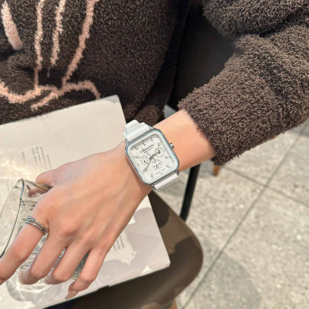 Square Silicone Casual Universal Wrist Watch With Alloy Case Stainless Steel Buckle And Mineral Reinforced Glass Mirror - Image 2