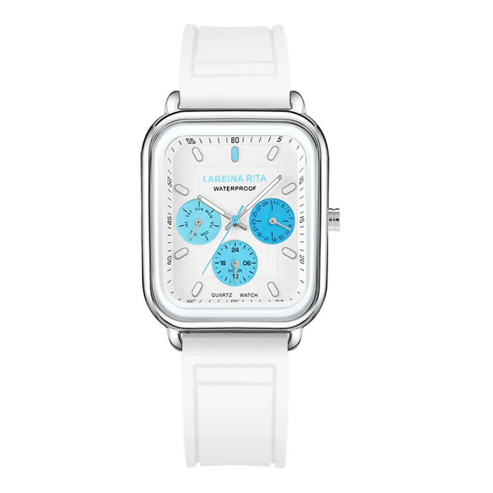Square Silicone Casual Universal Wrist Watch With Alloy Case Stainless Steel Buckle And Mineral Reinforced Glass Mirror - Image 5