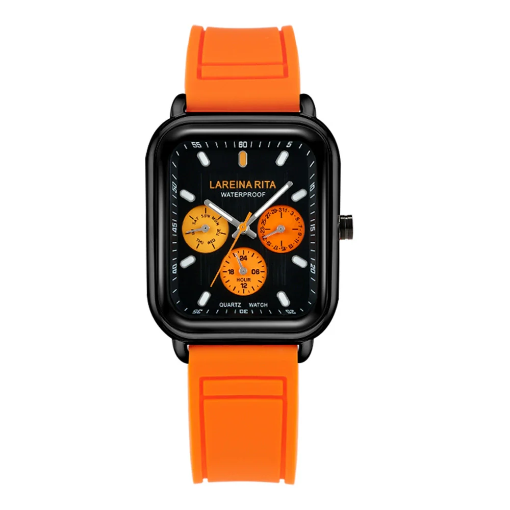 Square Silicone Casual Universal Wrist Watch With Alloy Case Stainless Steel Buckle And Mineral Reinforced Glass Mirror - Image 6