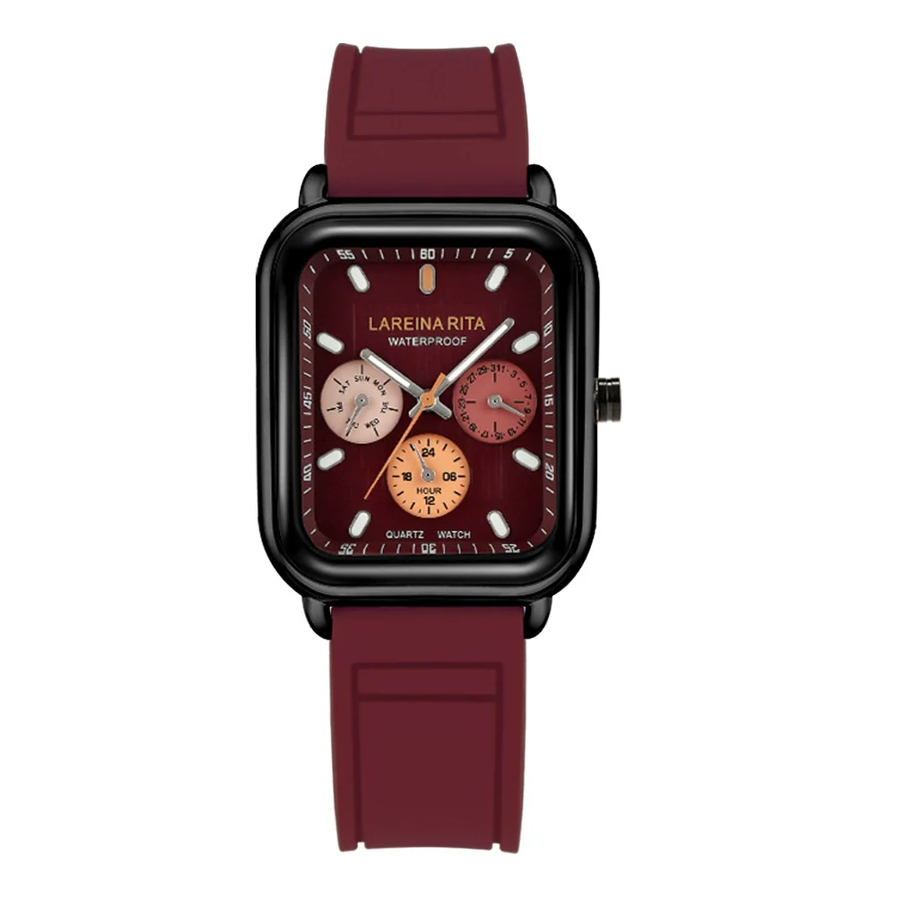 Square Silicone Casual Universal Wrist Watch With Alloy Case Stainless Steel Buckle And Mineral Reinforced Glass Mirror - Image 7