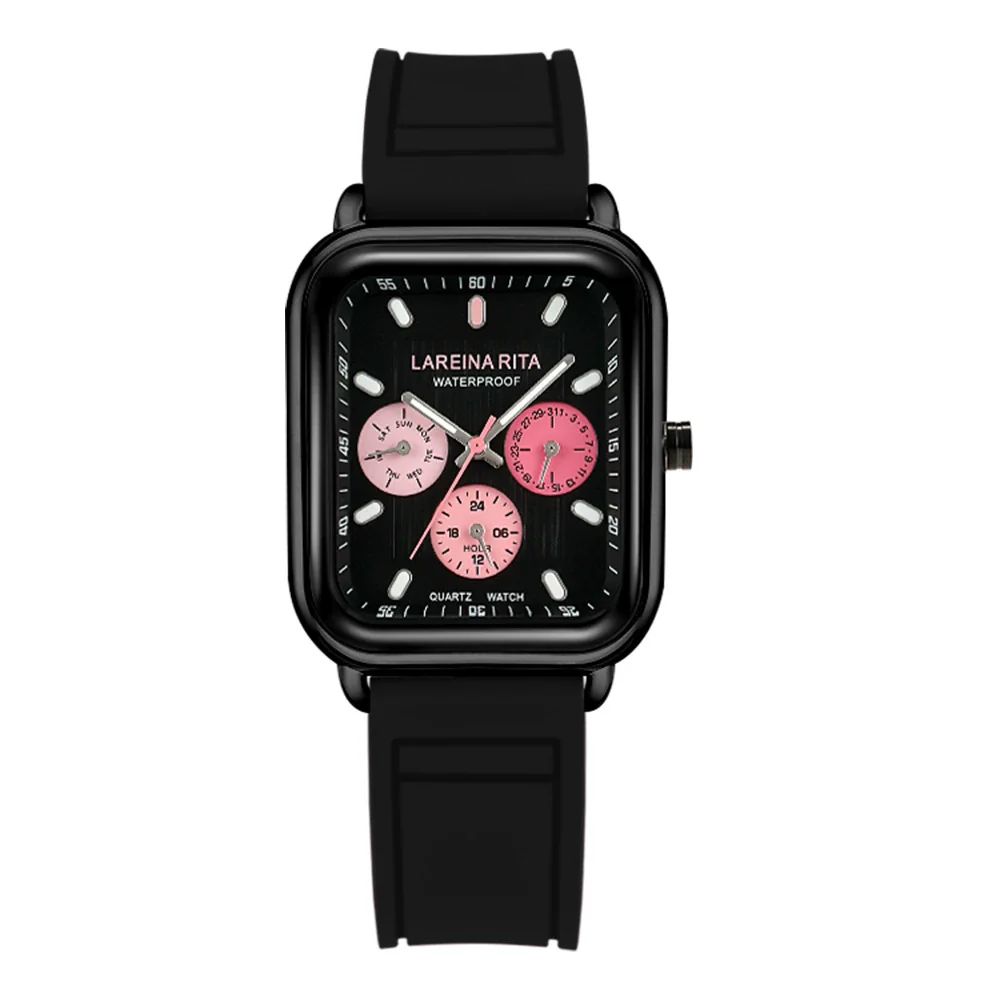 Square Silicone Casual Universal Wrist Watch With Alloy Case Stainless Steel Buckle And Mineral Reinforced Glass Mirror - Image 8