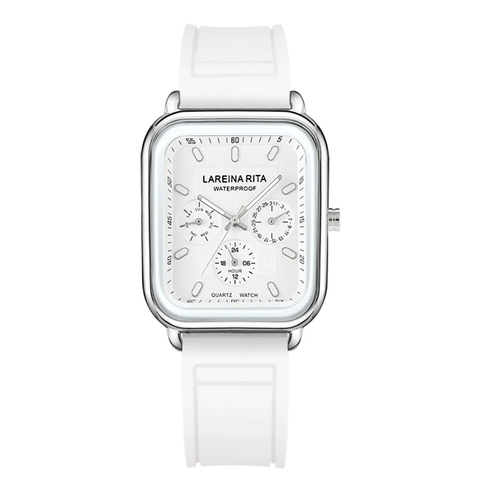 Square Silicone Casual Universal Wrist Watch With Alloy Case Stainless Steel Buckle And Mineral Reinforced Glass Mirror - Image 9