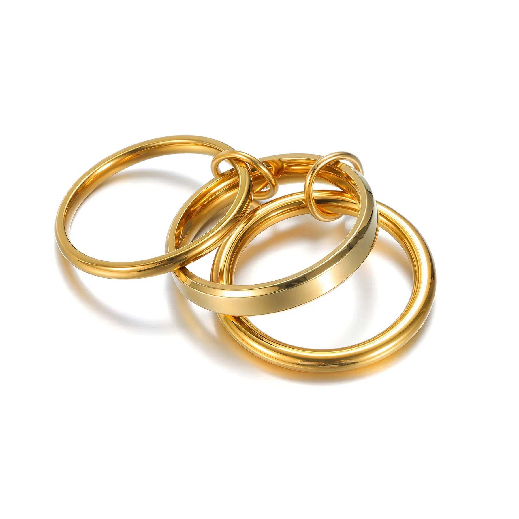 Stacked Mitten Rings Titanium Steel Geometric Electroplated Hand Jewelry For Women - Image 4