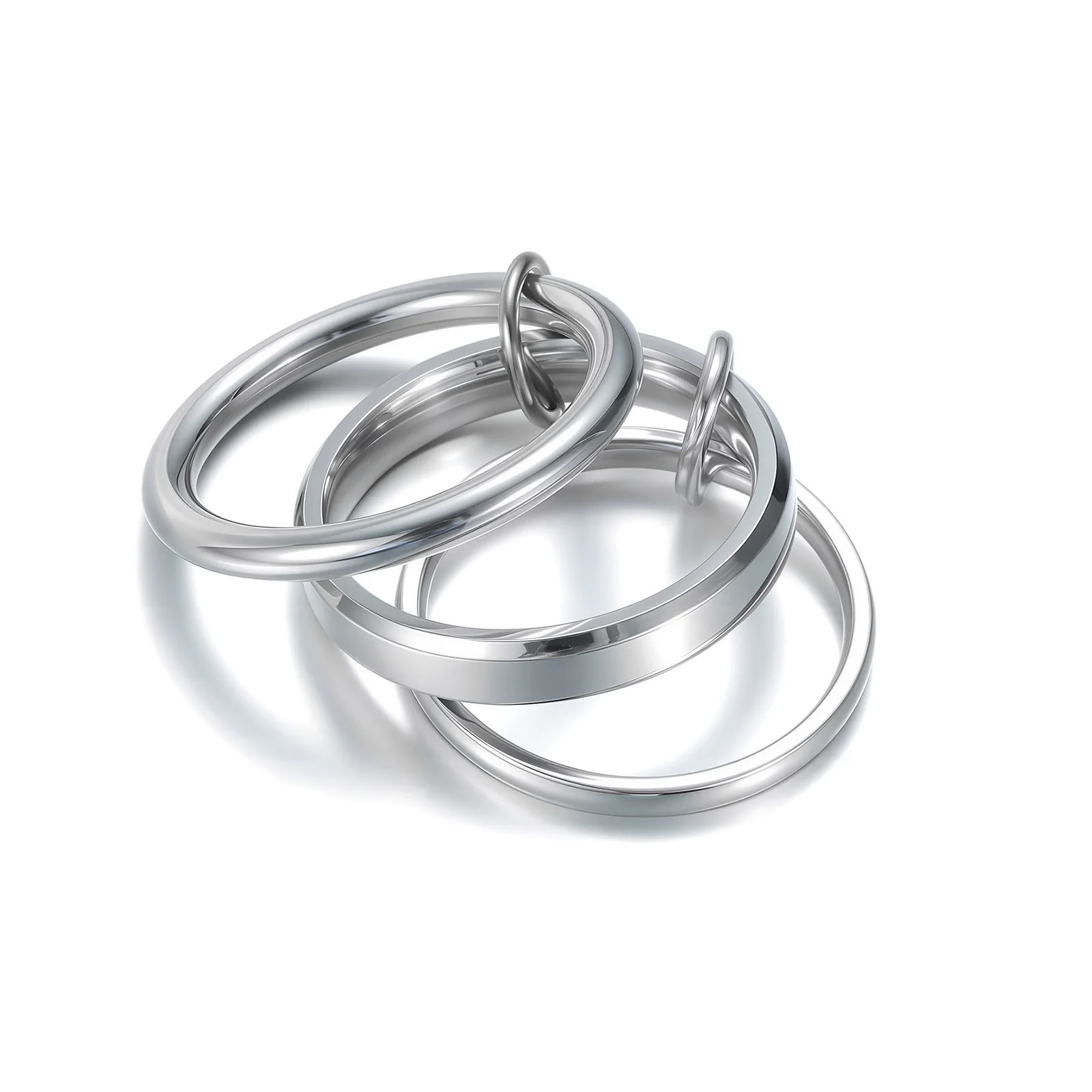 Stacked Mitten Rings Titanium Steel Geometric Electroplated Hand Jewelry For Women - Image 5