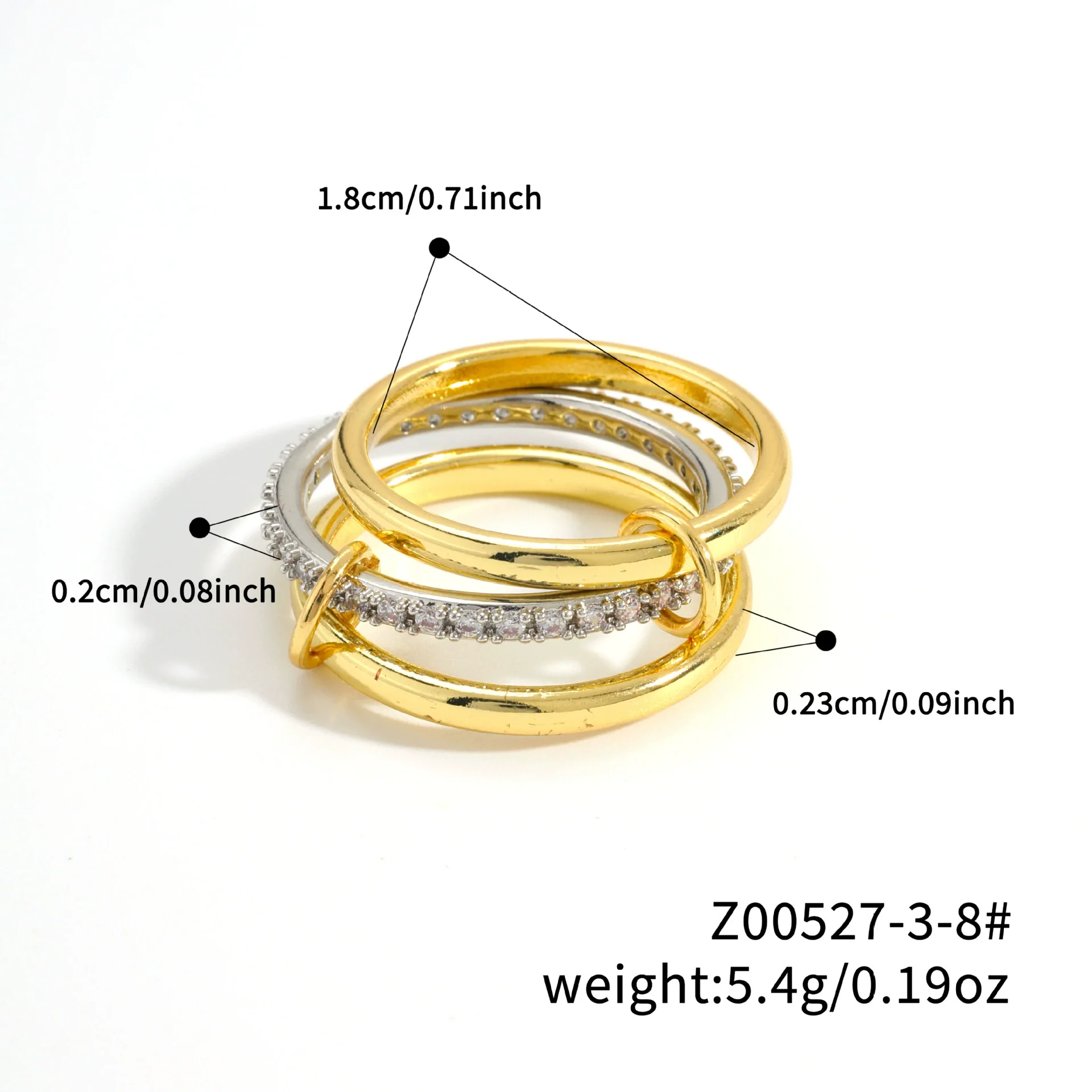 Stacked Plain Ring Copper Inlaid Zirconium Geometric Light Luxury Style Electroplated Women's Couple Hand Jewelry - Image 11