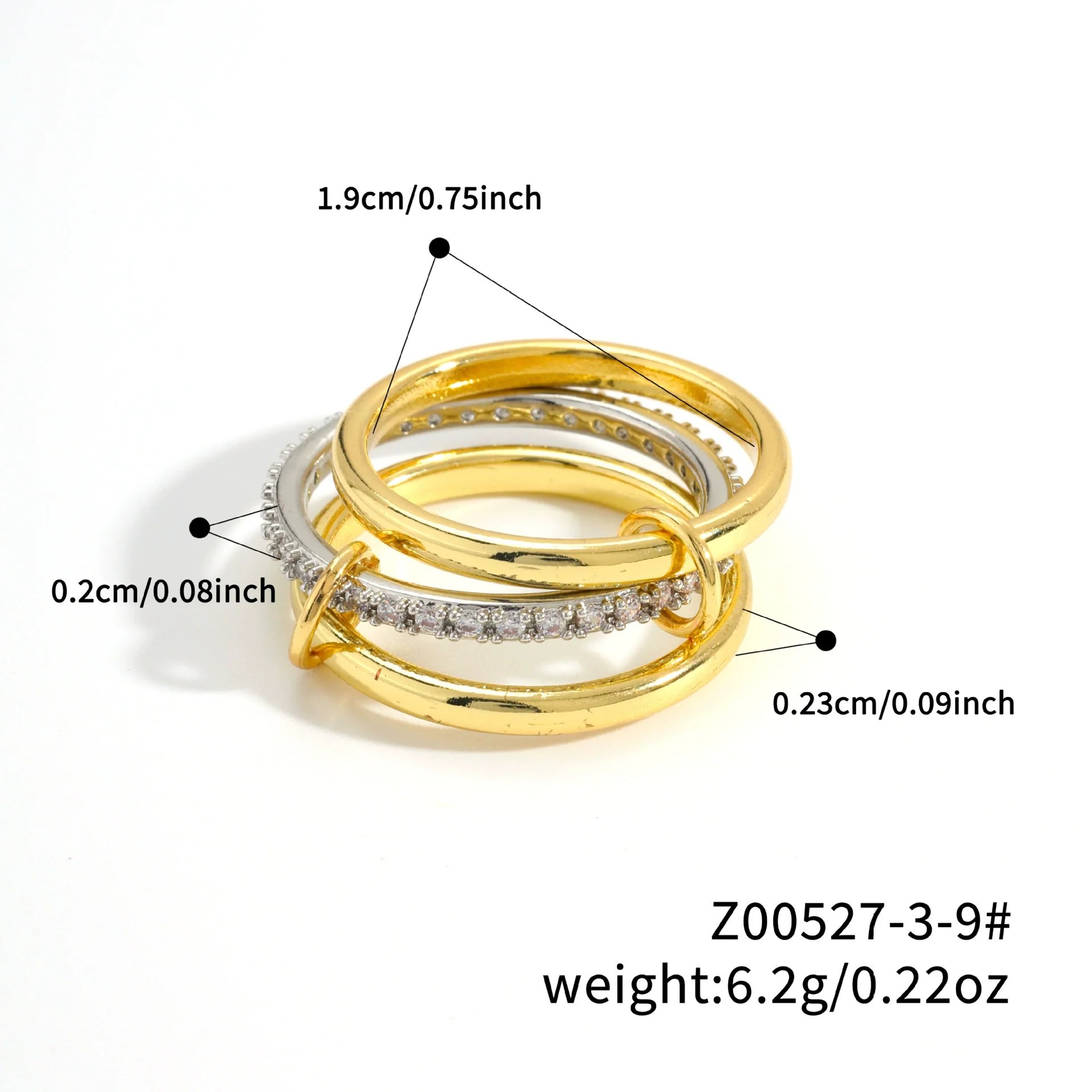 Stacked Plain Ring Copper Inlaid Zirconium Geometric Light Luxury Style Electroplated Women's Couple Hand Jewelry - Image 12