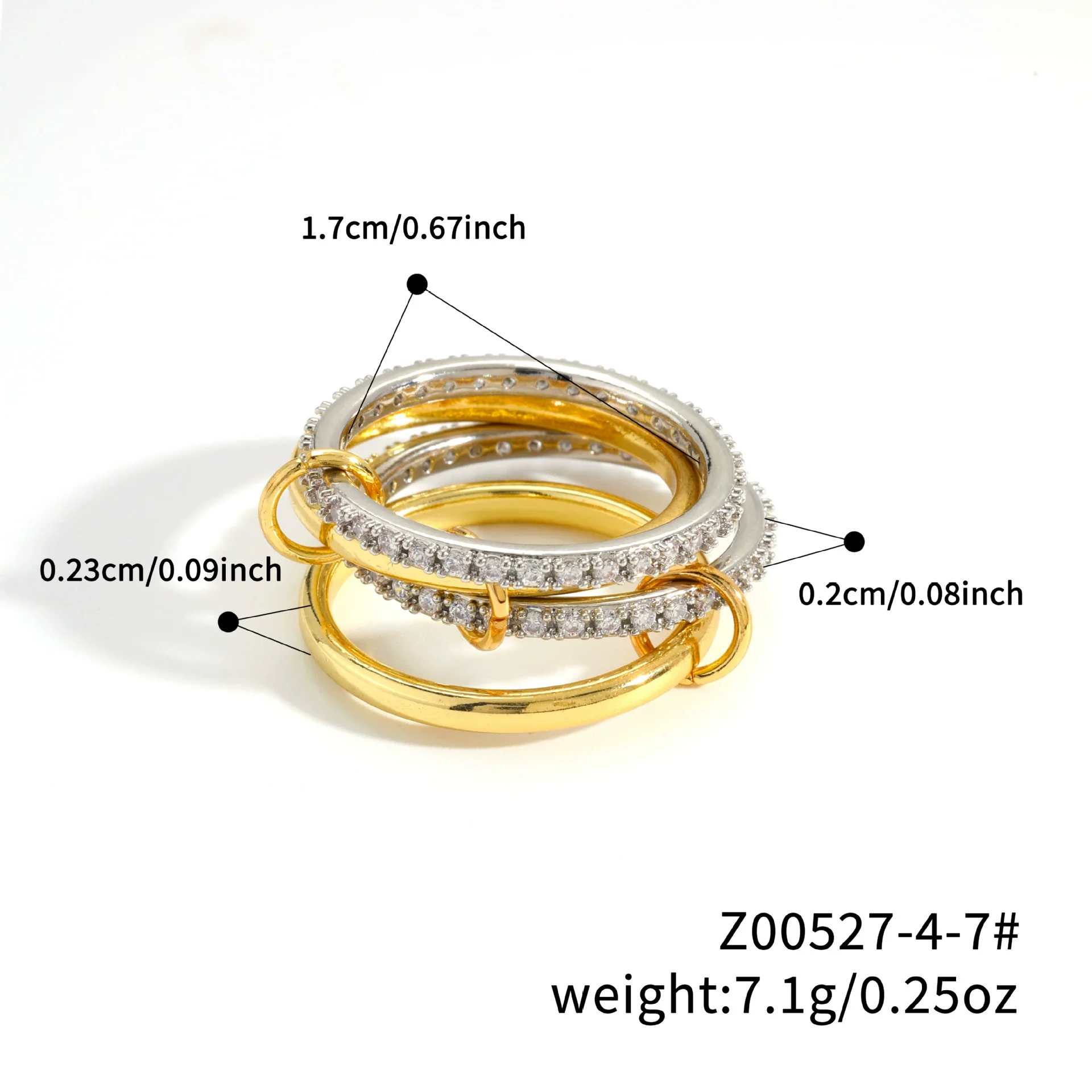 Stacked Plain Ring Copper Inlaid Zirconium Geometric Light Luxury Style Electroplated Women's Couple Hand Jewelry - Image 14