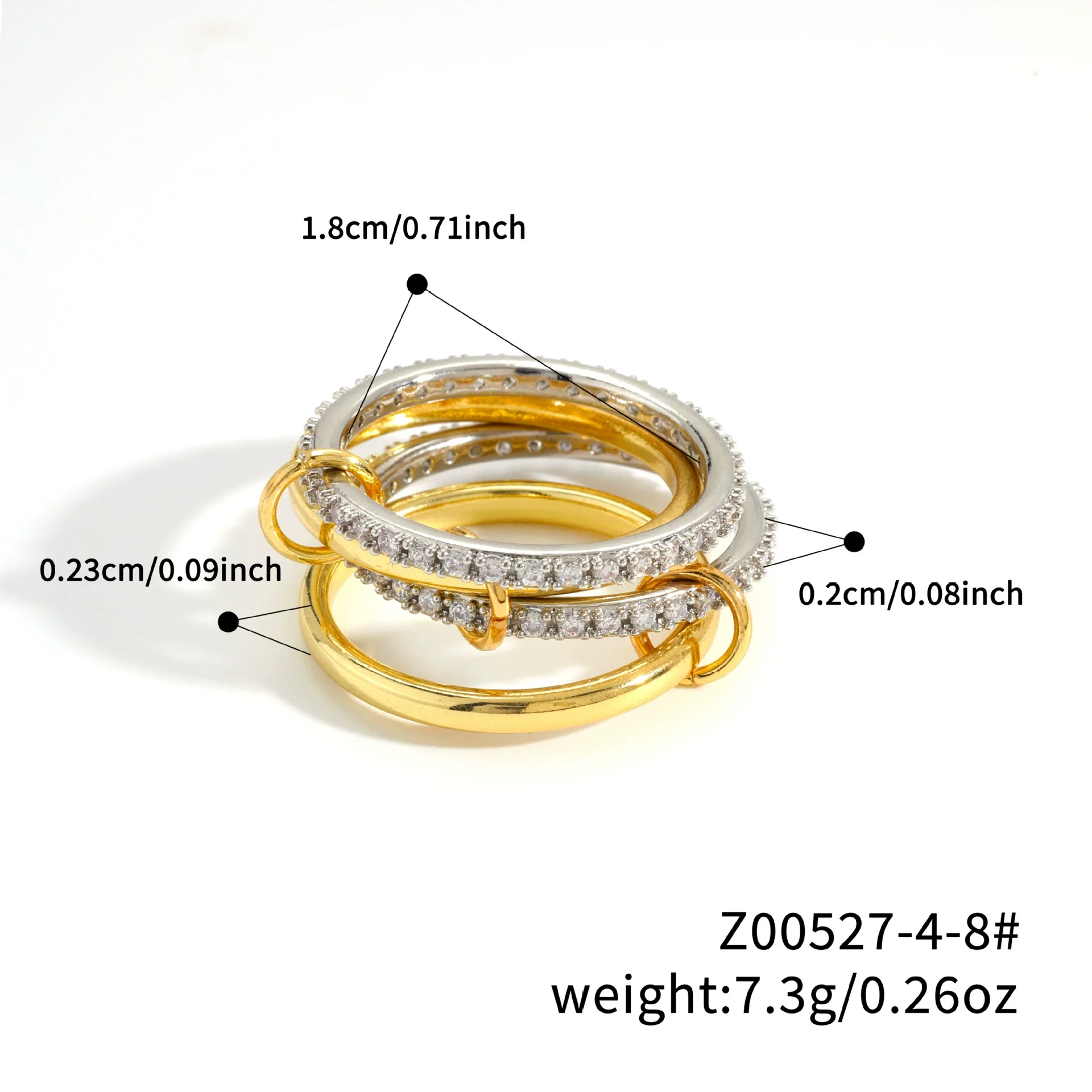 Stacked Plain Ring Copper Inlaid Zirconium Geometric Light Luxury Style Electroplated Women's Couple Hand Jewelry - Image 15