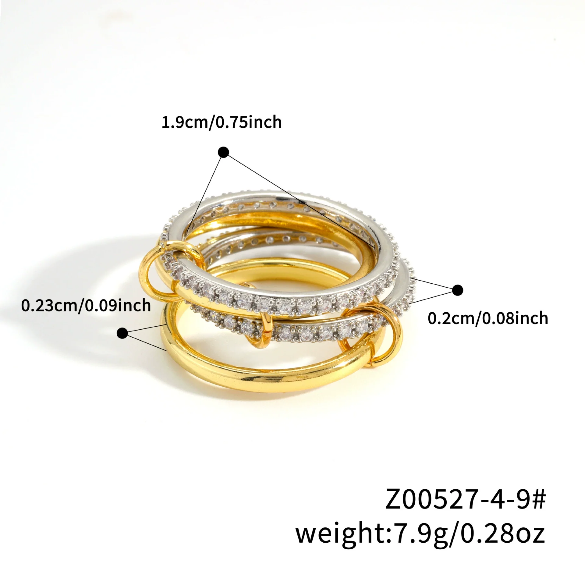 Stacked Plain Ring Copper Inlaid Zirconium Geometric Light Luxury Style Electroplated Women's Couple Hand Jewelry - Image 16