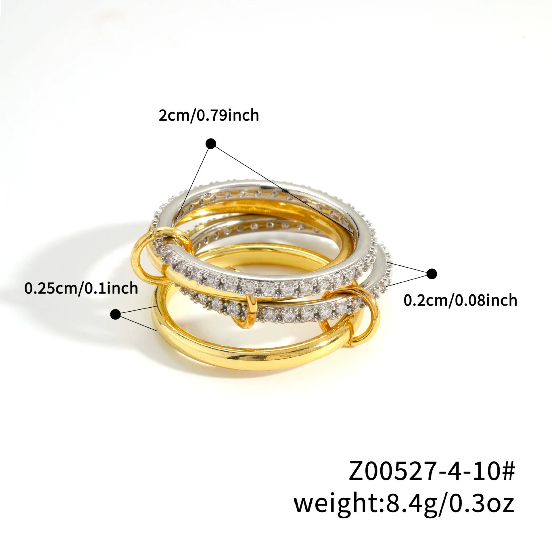 Stacked Plain Ring Copper Inlaid Zirconium Geometric Light Luxury Style Electroplated Women's Couple Hand Jewelry - Image 17