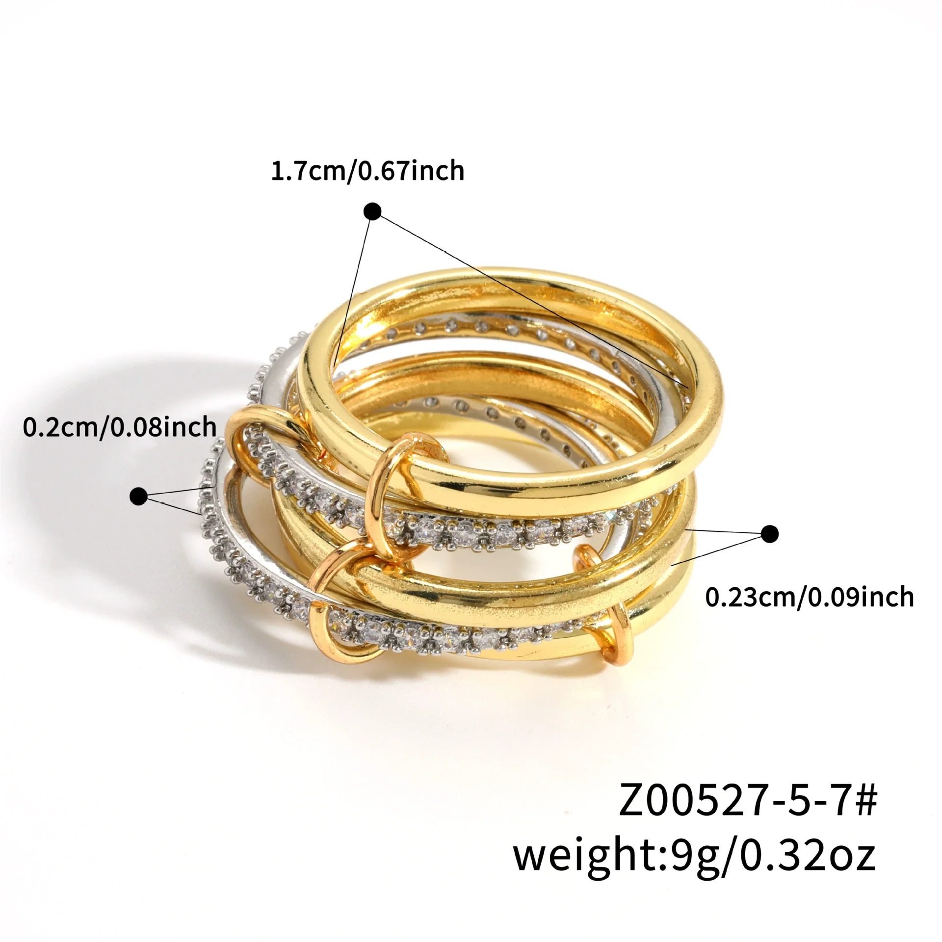 Stacked Plain Ring Copper Inlaid Zirconium Geometric Light Luxury Style Electroplated Women's Couple Hand Jewelry - Image 18