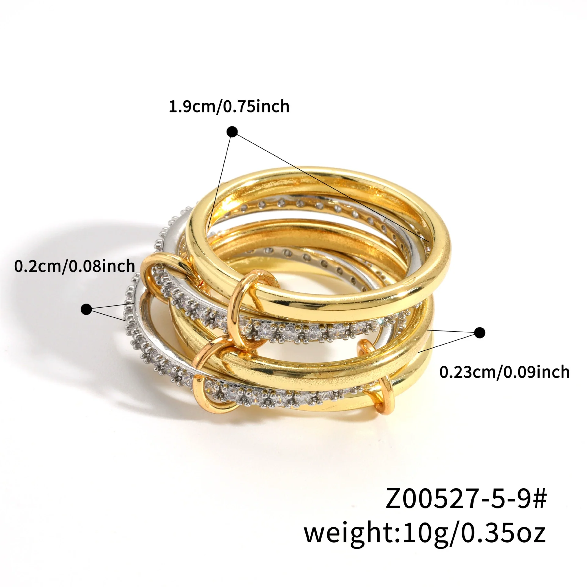 Stacked Plain Ring Copper Inlaid Zirconium Geometric Light Luxury Style Electroplated Women's Couple Hand Jewelry - Image 20