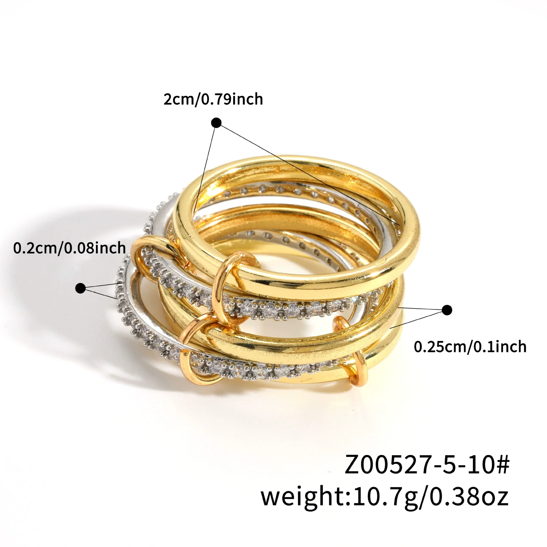 Stacked Plain Ring Copper Inlaid Zirconium Geometric Light Luxury Style Electroplated Women's Couple Hand Jewelry - Image 21