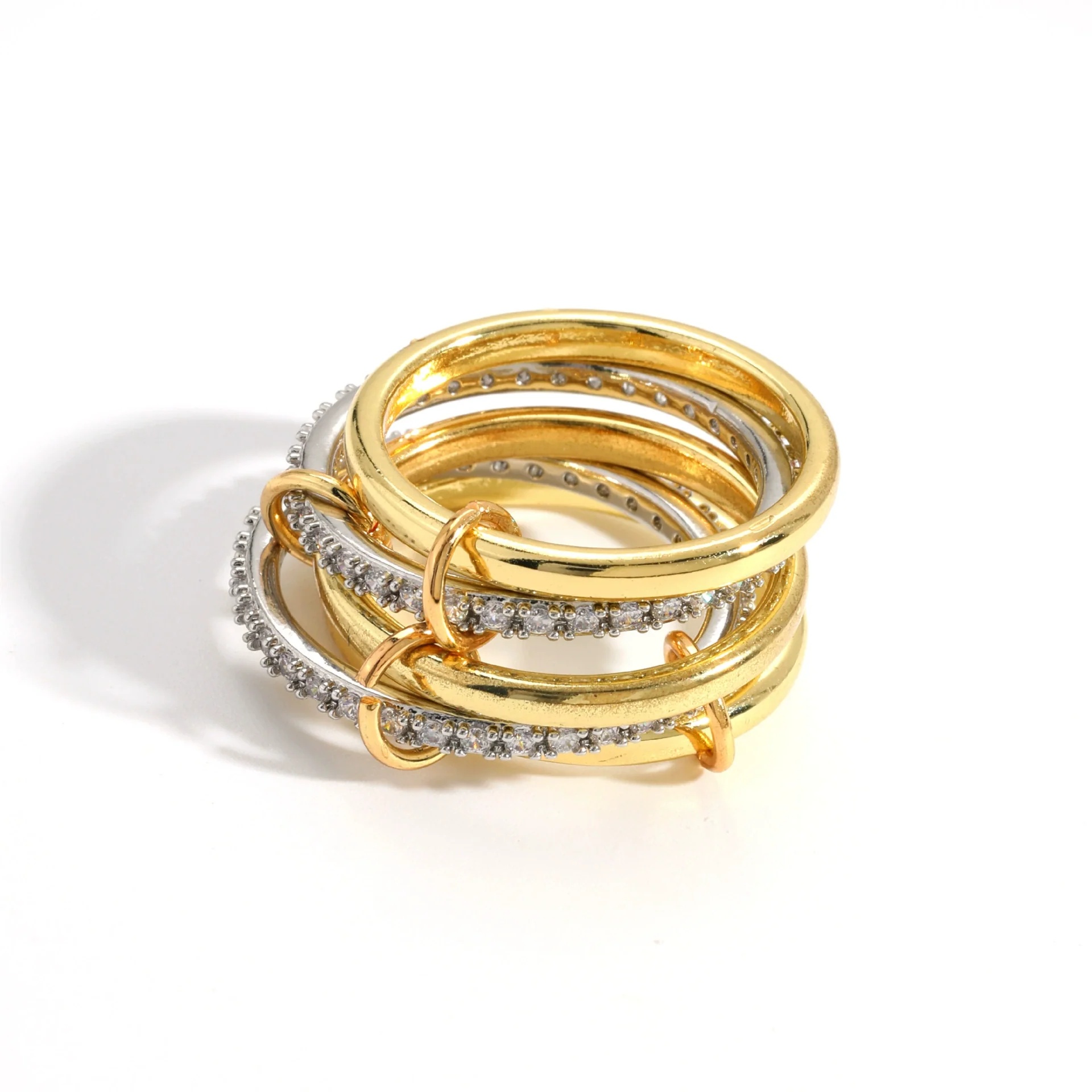 Stacked Plain Ring Copper Inlaid Zirconium Geometric Light Luxury Style Electroplated Women's Couple Hand Jewelry - Image 5