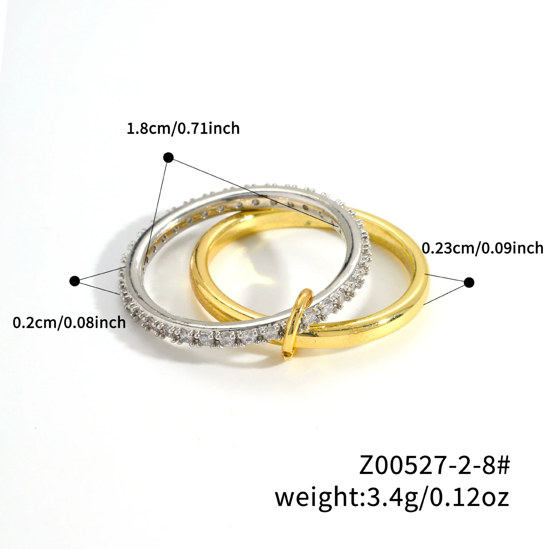 Stacked Plain Ring Copper Inlaid Zirconium Geometric Light Luxury Style Electroplated Women's Couple Hand Jewelry - Image 7