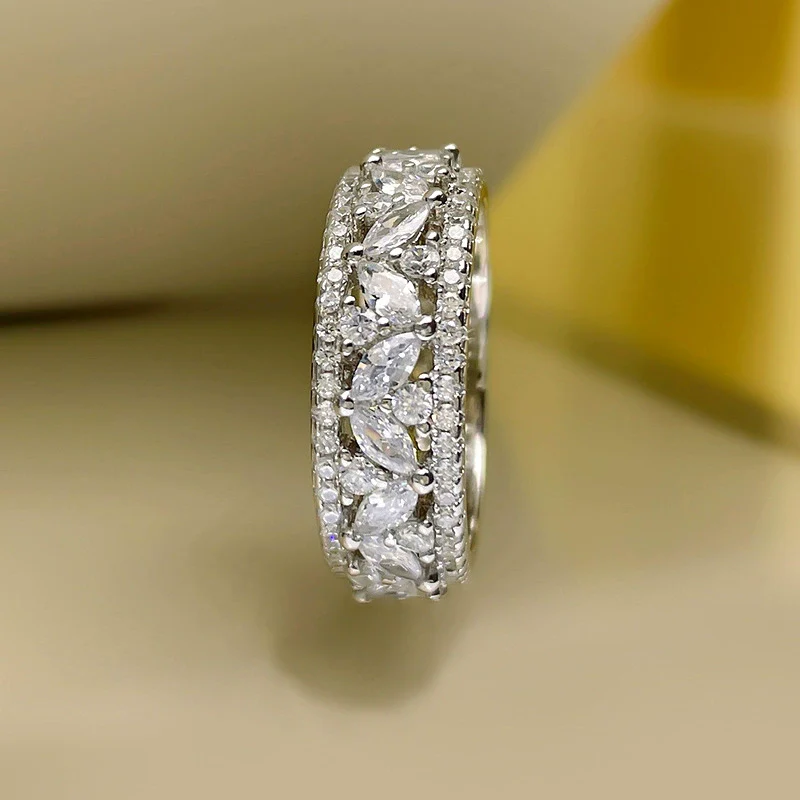 Stacked Wide Index Finger Ring Copper Zircon Geometric Women's Fashion Retro