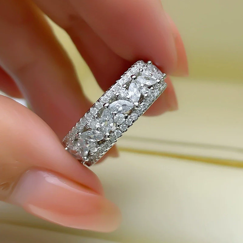 Stacked Wide Index Finger Ring Copper Zircon Geometric Women's Fashion Retro - Image 2
