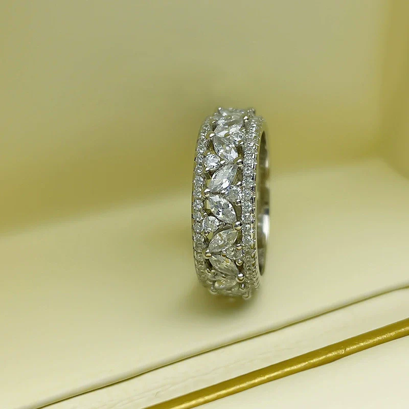 Stacked Wide Index Finger Ring Copper Zircon Geometric Women's Fashion Retro - Image 3