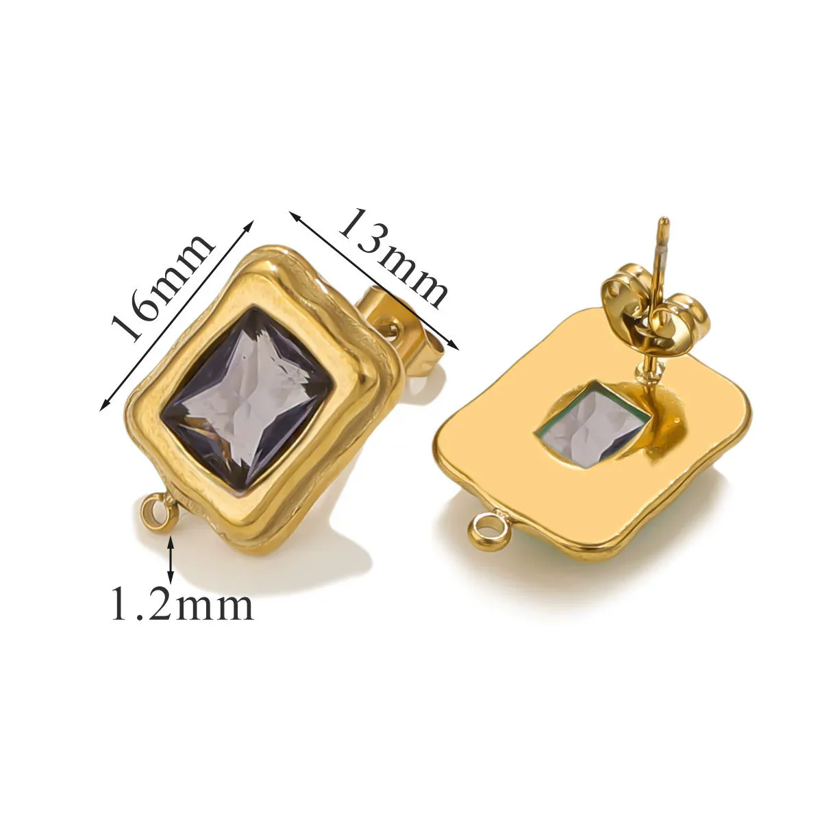 Stainless Steel 18K Gold Plated Electroplated Geometric Square Pendant For Diy Earrings With Inlaid Zircon - Image 10