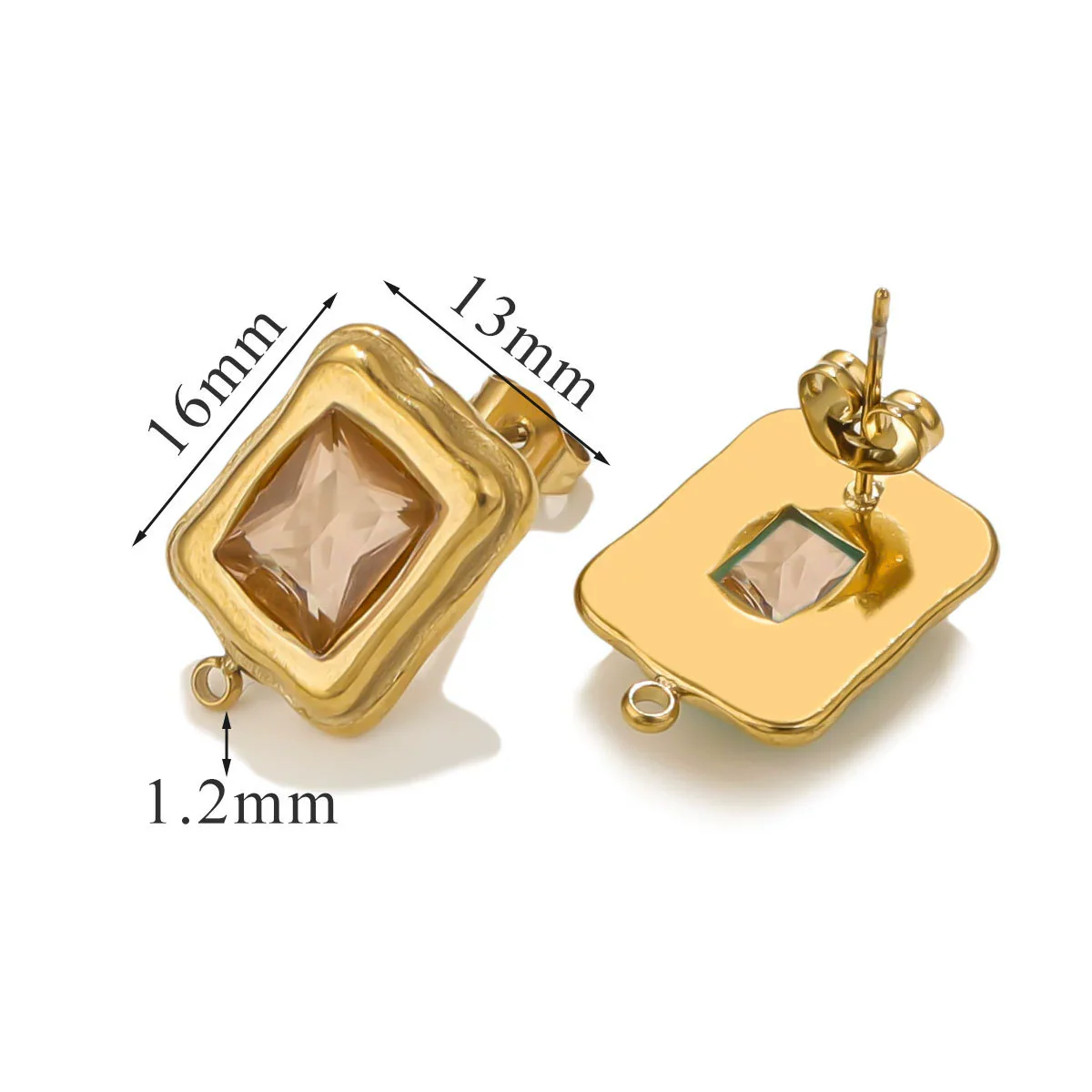 Stainless Steel 18K Gold Plated Electroplated Geometric Square Pendant For Diy Earrings With Inlaid Zircon - Image 11
