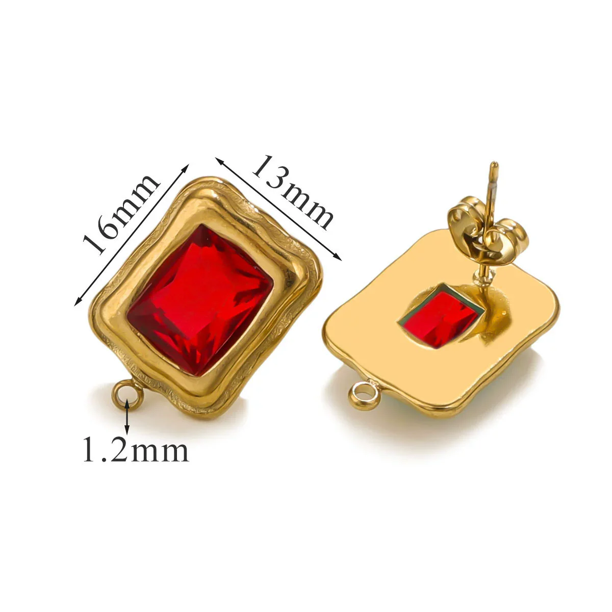 Stainless Steel 18K Gold Plated Electroplated Geometric Square Pendant For Diy Earrings With Inlaid Zircon - Image 6