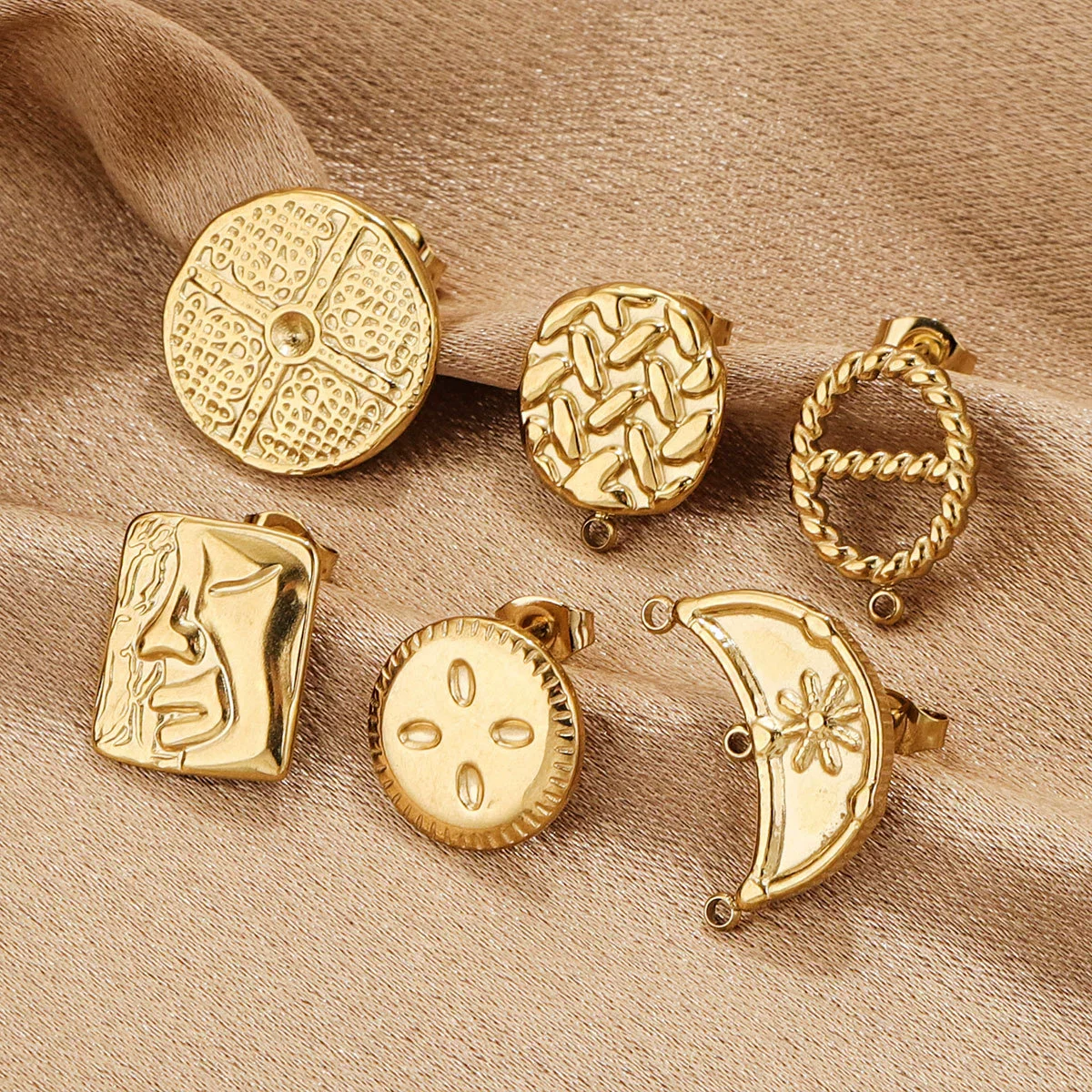 Stainless Steel 18K Gold Plated Square Open Ring Fashion Original Design Diy Earrings - Image 2