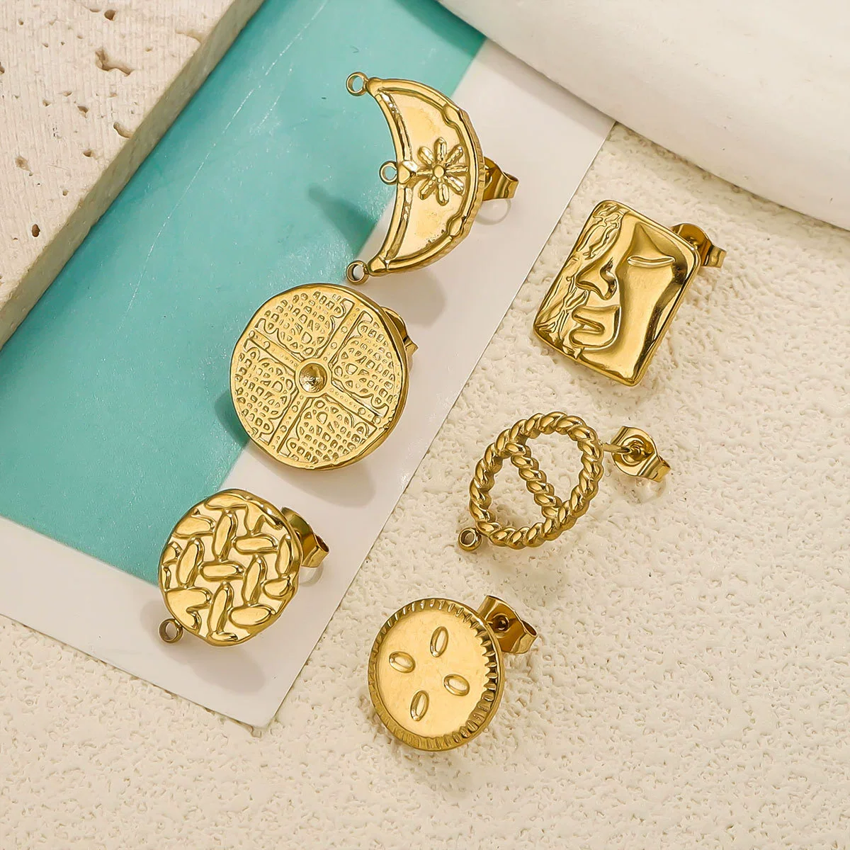 Stainless Steel 18K Gold Plated Square Open Ring Fashion Original Design Diy Earrings - Image 4
