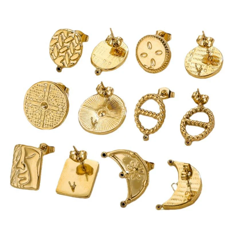 Stainless Steel 18K Gold Plated Square Open Ring Fashion Original Design Diy Earrings - Image 5