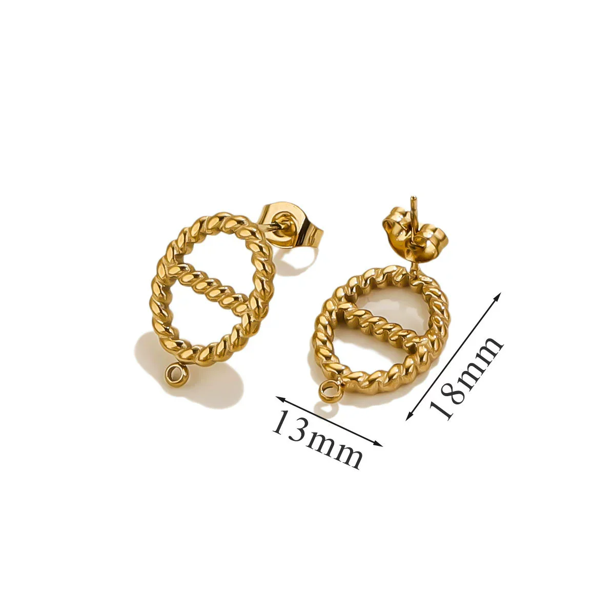 Stainless Steel 18K Gold Plated Square Open Ring Fashion Original Design Diy Earrings - Image 6