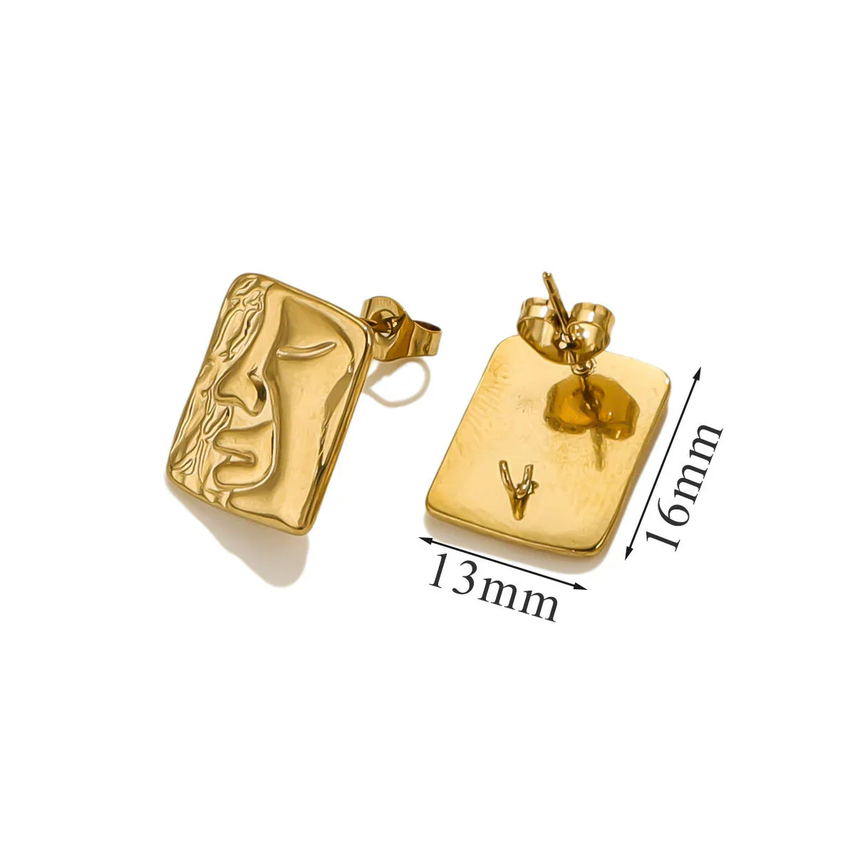 Stainless Steel 18K Gold Plated Square Open Ring Fashion Original Design Diy Earrings - Image 7