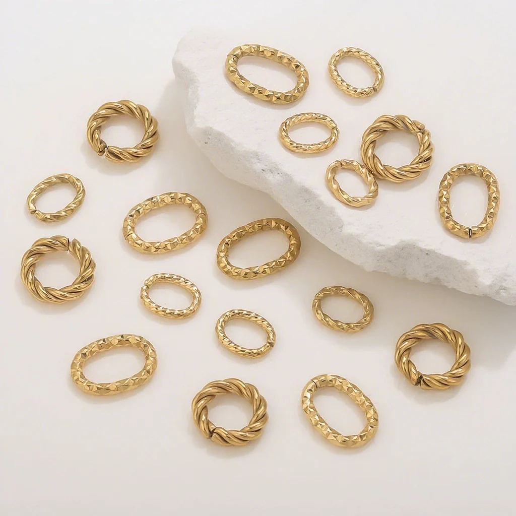 Stainless Steel 18K Gold Plated Twistshaped Ring Diy Jewelry Accessories - Image 2