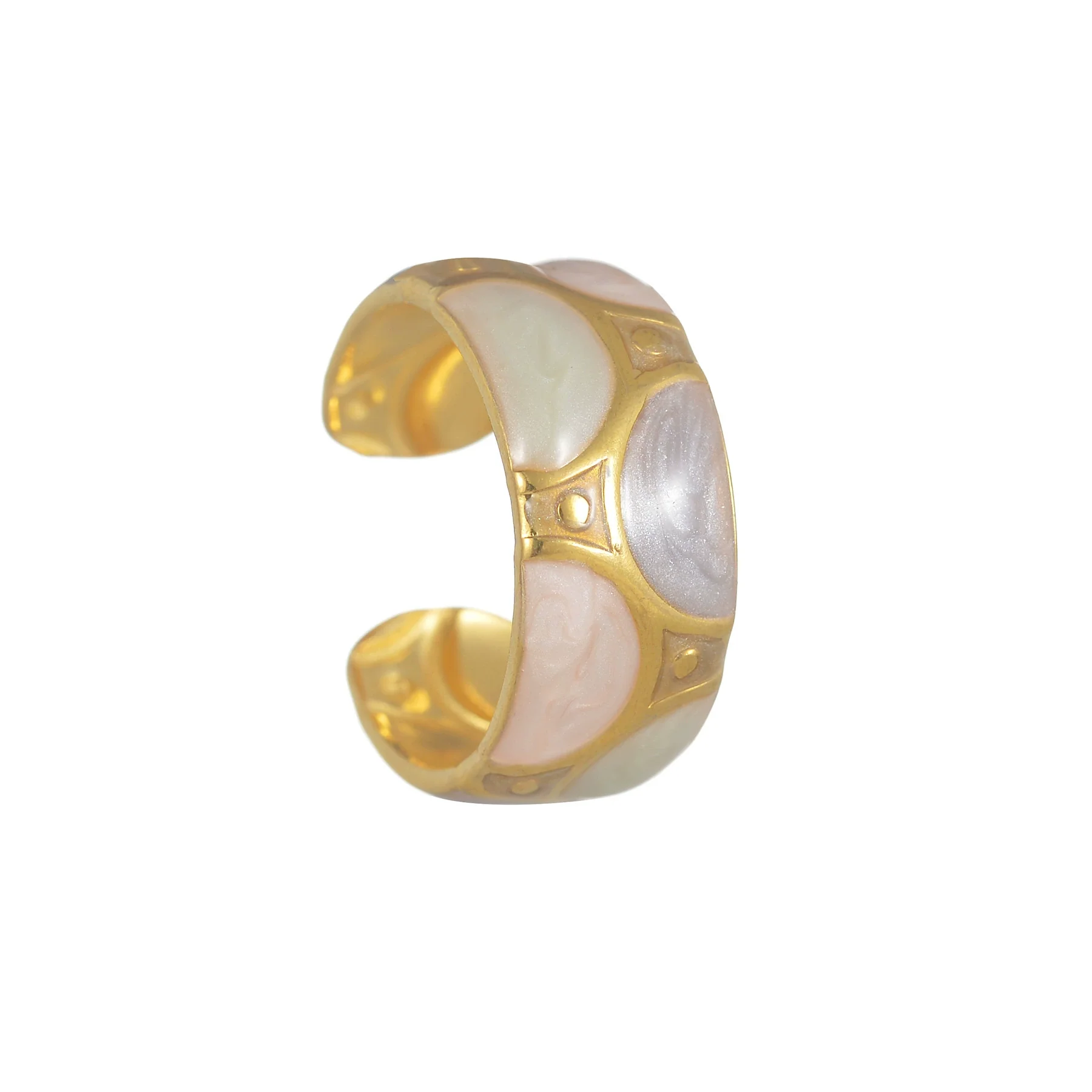 Stainless Steel 18K Goldplated Enamel Geometric Oil Dripping Ring - Image 6