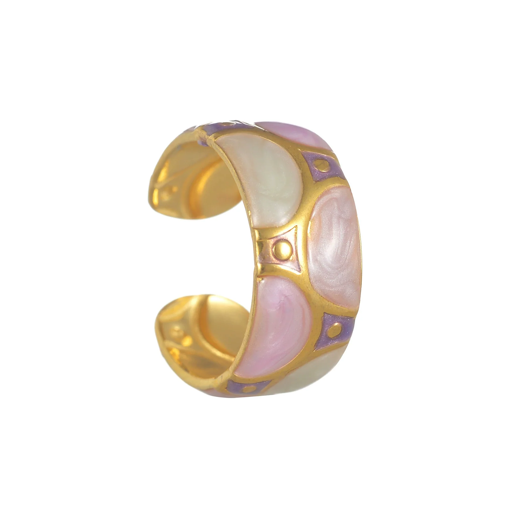 Stainless Steel 18K Goldplated Enamel Geometric Oil Dripping Ring - Image 8