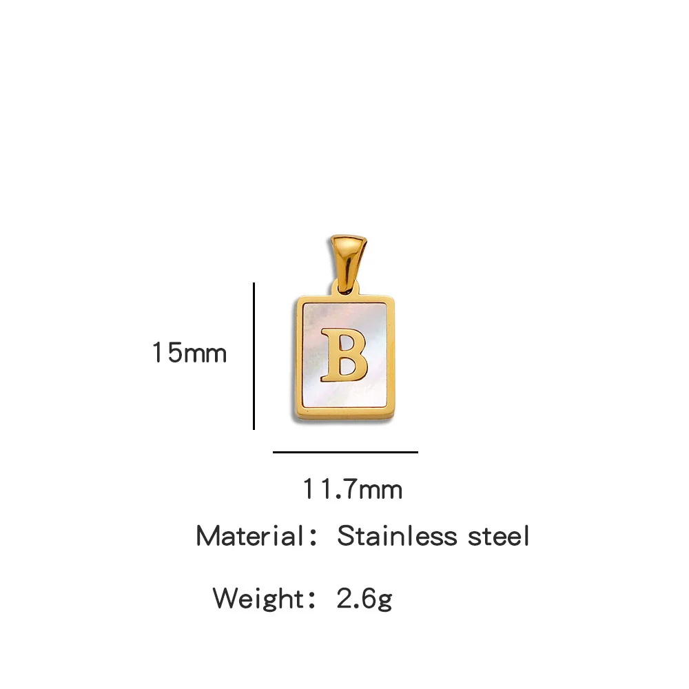 Stainless Steel 3D Real Shell Letter Necklace Titanium Steel Pendant Jewelry Electroplated - Image 7