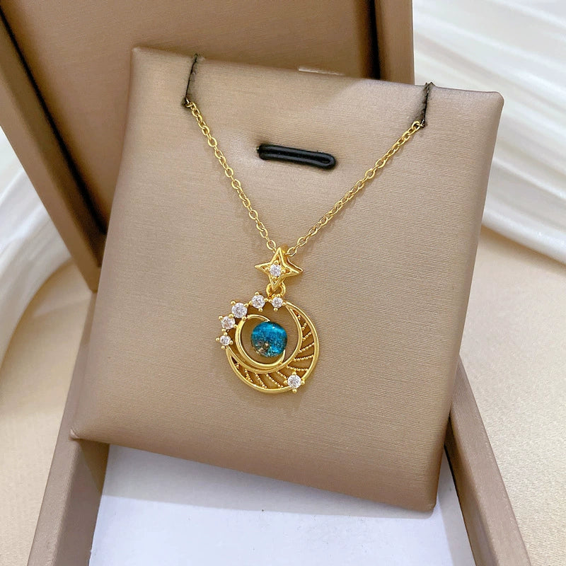 Stainless Steel And Copper Allmatch Clavicle Chain With Star Moon Planet And Animal Zodiac Pattern For Women And Men - Image 3