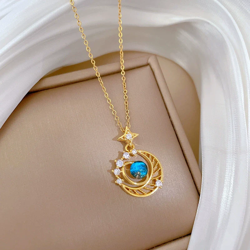 Stainless Steel And Copper Allmatch Clavicle Chain With Star Moon Planet And Animal Zodiac Pattern For Women And Men - Image 4