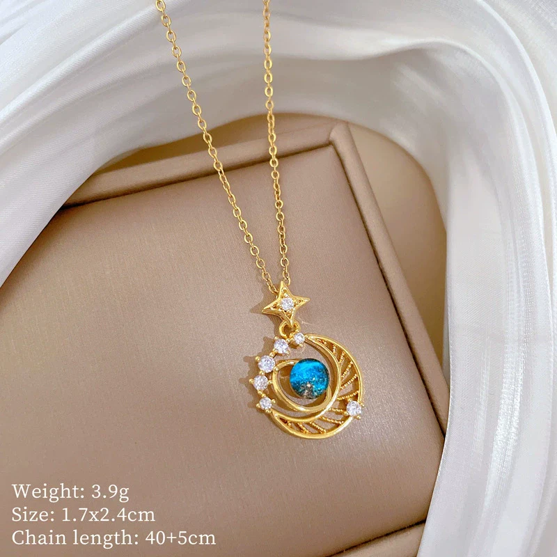 Stainless Steel And Copper Allmatch Clavicle Chain With Star Moon Planet And Animal Zodiac Pattern For Women And Men - Image 6