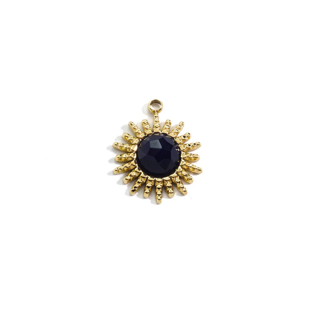 Stainless Steel And Natural Stone Jewelry Accessories Round Pendant With 14K Gold Electroplated Colorpreserving For Diy Necklace And Bracelet - Image 9