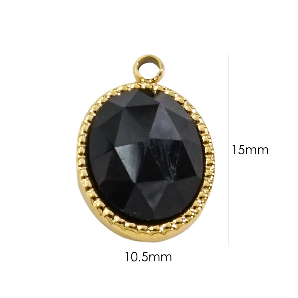 Stainless Steel And Natural Stone Oval Pendant Diy Accessories With Vacuum Electroplating Colorpreserving Treatment - Image 10