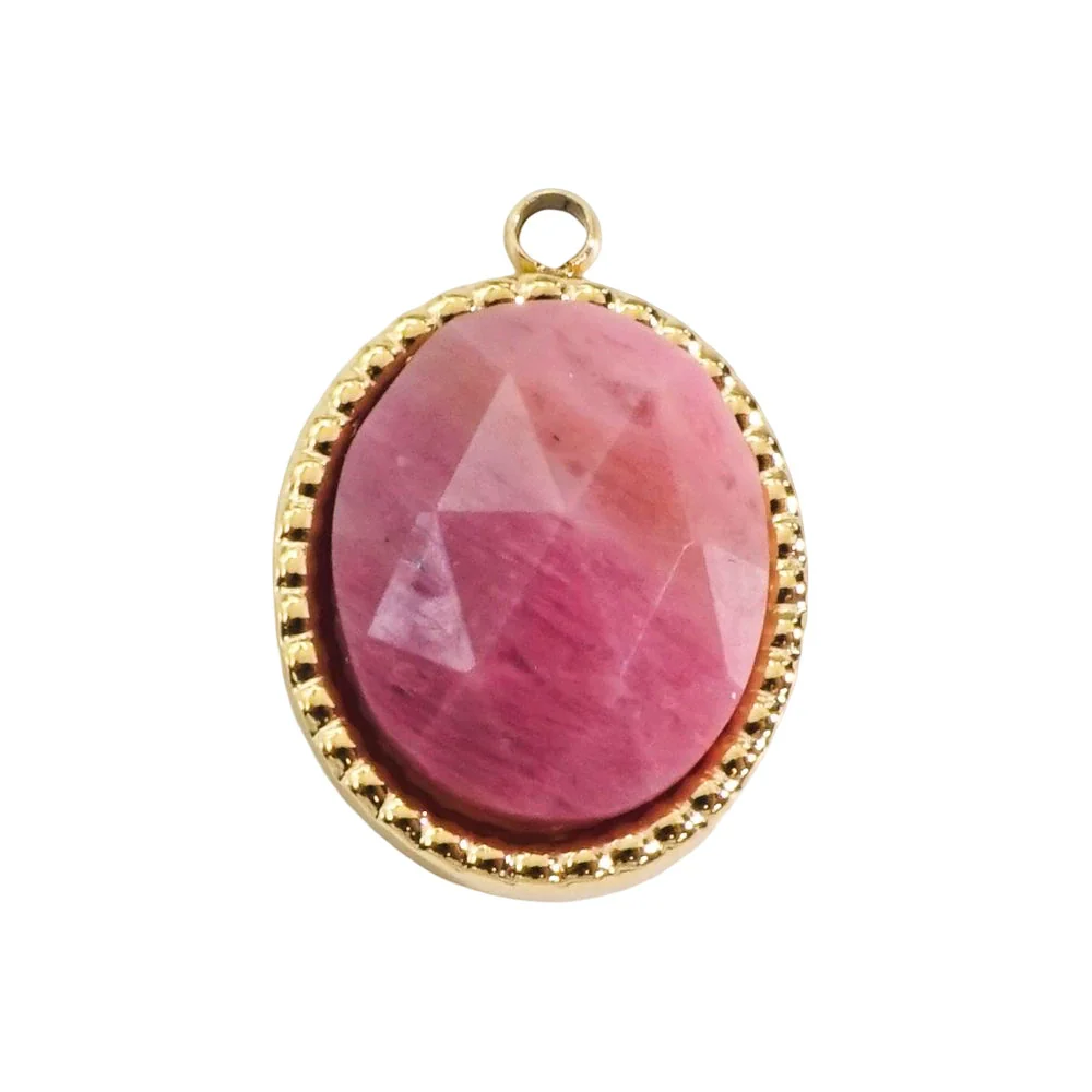 Stainless Steel And Natural Stone Oval Pendant Diy Accessories With Vacuum Electroplating Colorpreserving Treatment - Image 11