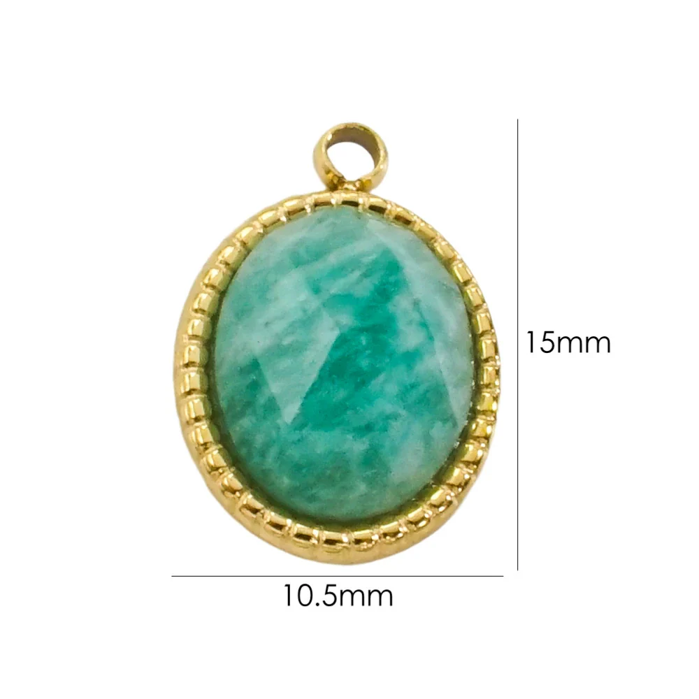Stainless Steel And Natural Stone Oval Pendant Diy Accessories With Vacuum Electroplating Colorpreserving Treatment - Image 12
