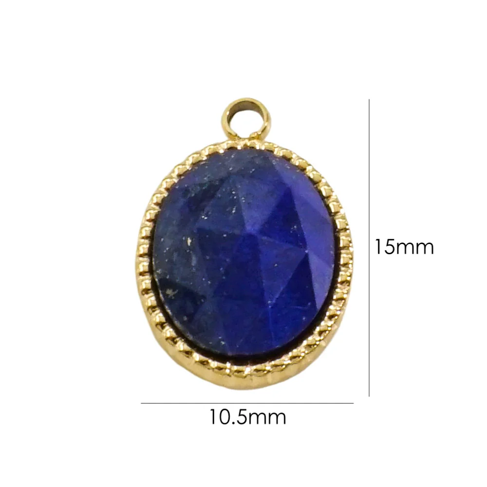 Stainless Steel And Natural Stone Oval Pendant Diy Accessories With Vacuum Electroplating Colorpreserving Treatment - Image 6