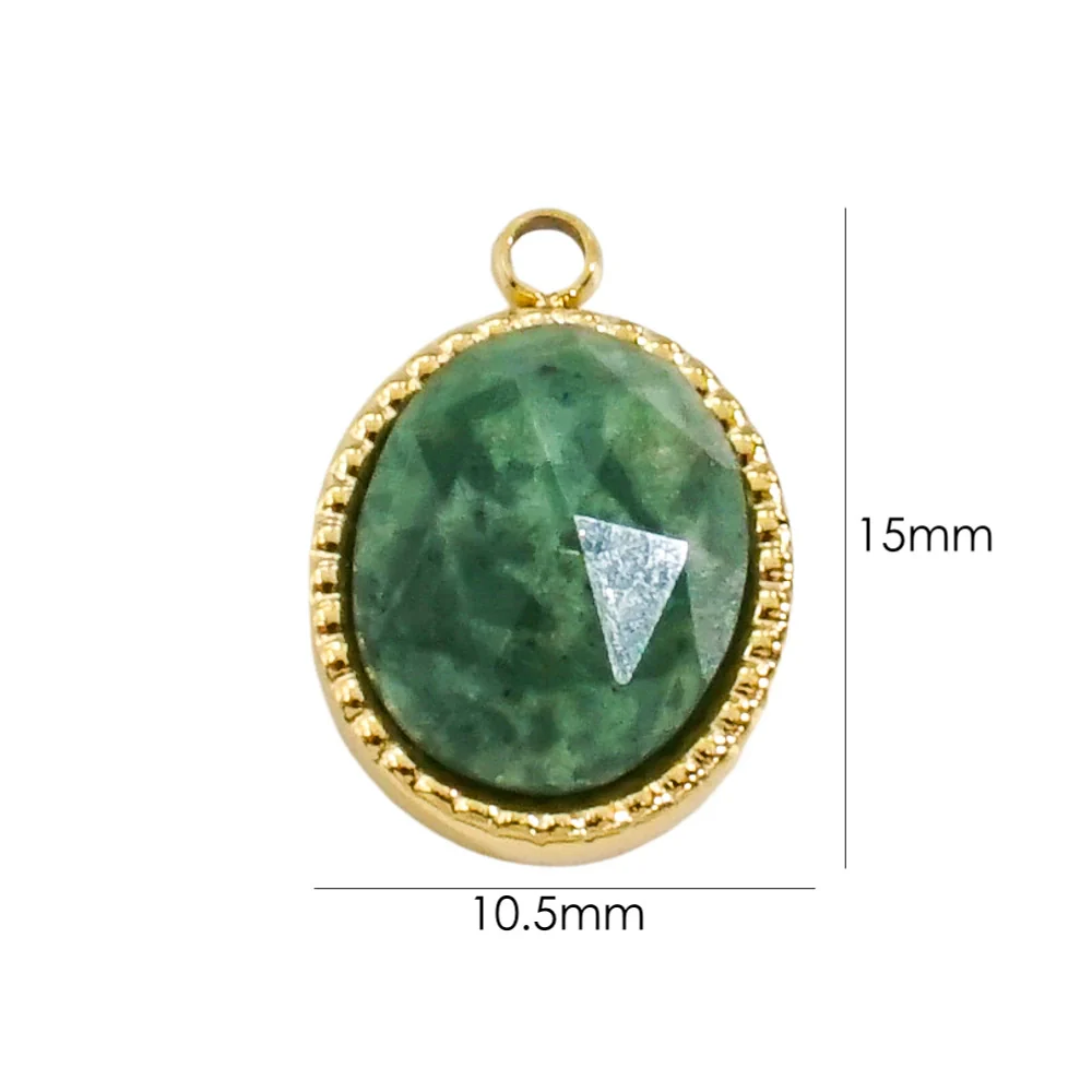 Stainless Steel And Natural Stone Oval Pendant Diy Accessories With Vacuum Electroplating Colorpreserving Treatment - Image 8