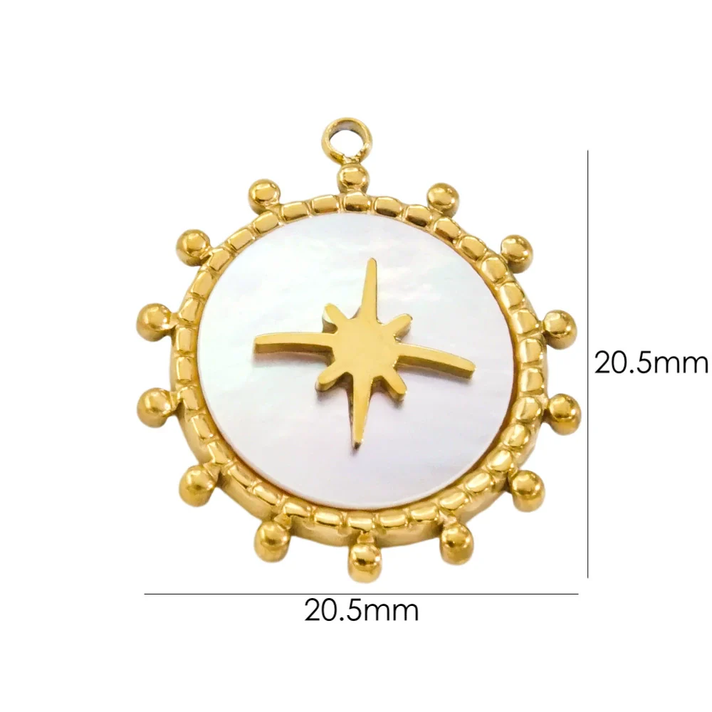 Stainless Steel And Natural Stone Pendant Necklace With Round Shape And Vacuum In Furnace Electroplating - Image 9