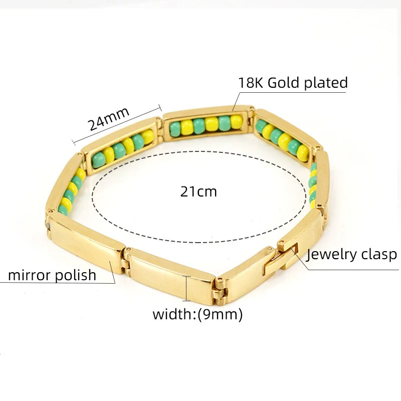 Stainless Steel And 316L Stainless Steel Bead Bracelet With Letters Numbers Text Electroplated For Women